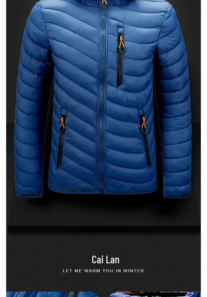 Men's Hooded Lightweight Cotton Jacket - Detachable Plus Size Casual Outerwear for Autumn/Winter