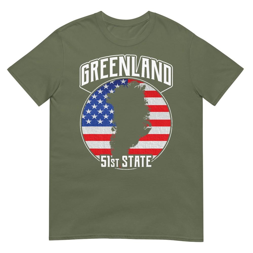 Greenland 51st State Distressed Usa Flag Retro Tshirt