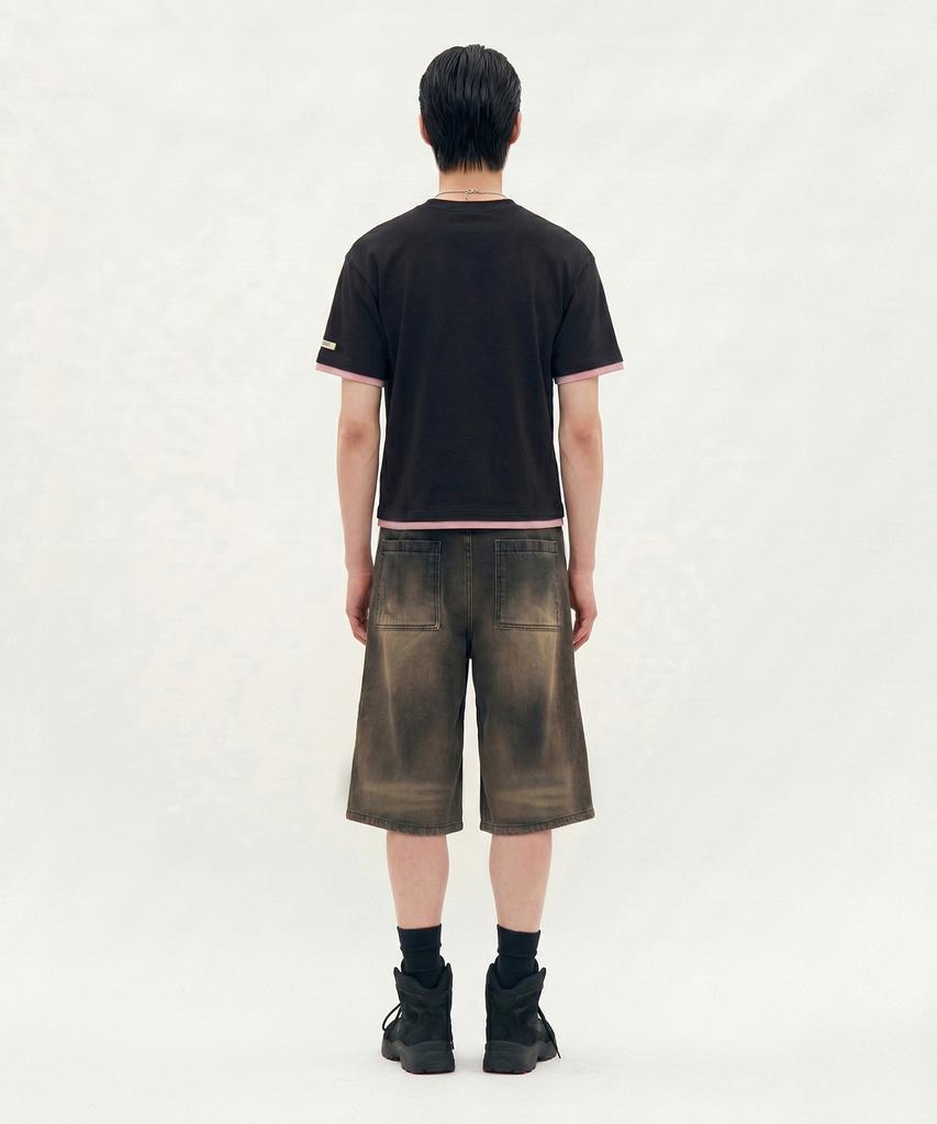 Peuloseseu Layered Crop Tee - Black