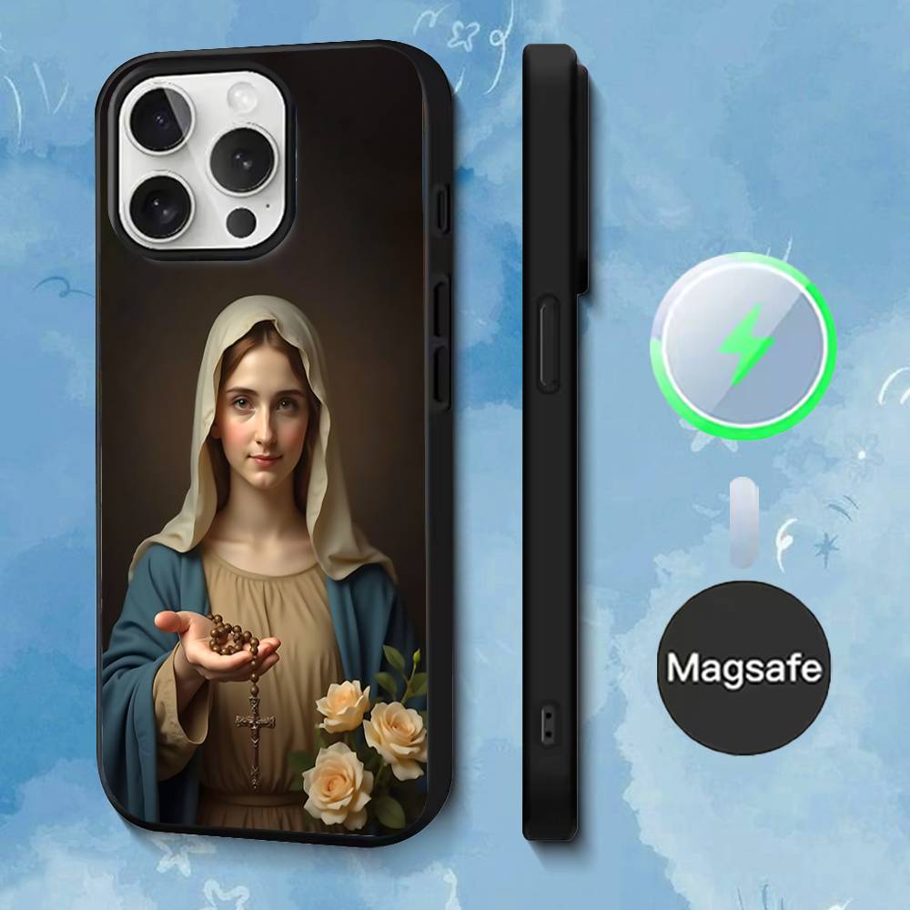 Virgen Mary Virgin Bible Phone Case For iPhone 17,16,15,14,13,12,11,Pro,Max,Plus,Mini,SE4,E Magnetic Magsafe Wireless Charging