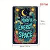 Vintage Tin Metal Sign Floral Starry Moon Mindful Energy Quote 8x12 Inch Wall Art