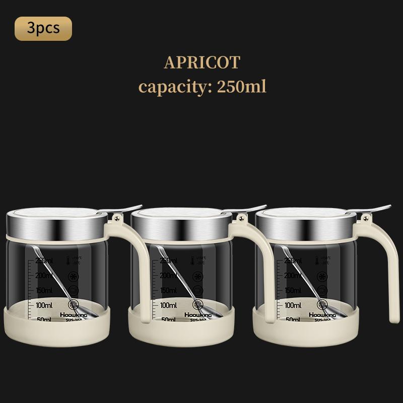 1pc Spices Glass Seasoning Jar with Spoon Sugar Bowl Salt Shaker Seasoning Container Kitchen Supplies Storage Set Spice Boxes