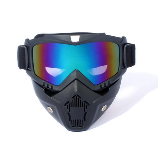 2Pcs Outdoor Cycling Goggles with Detachable Face Guard UV Protection Windproof Men Skiing Snowboarding Motorcycle Bike Sports Glasses