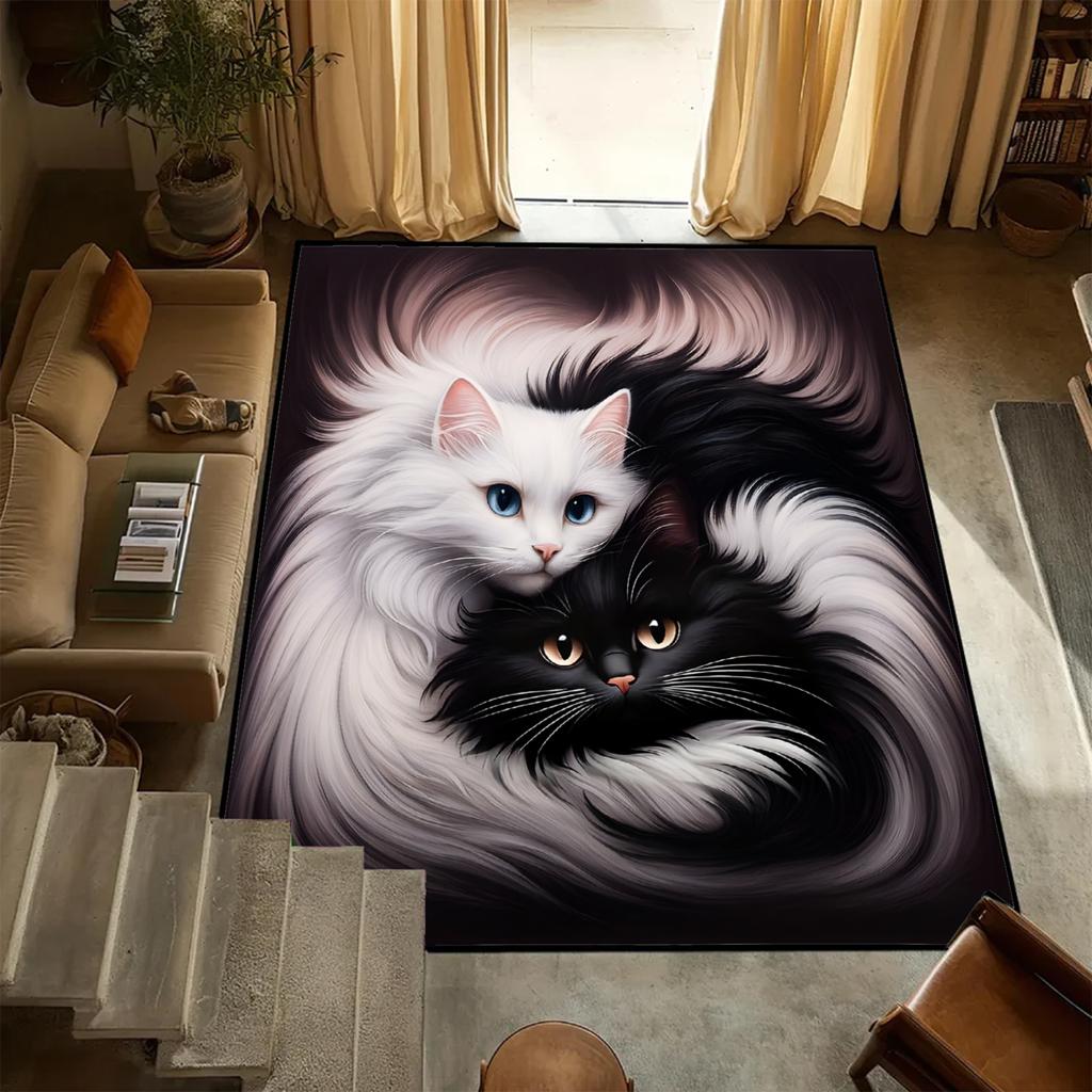 Lovely Cat Carpet Living Room Bedroom Decor Kid Un-slip Parlor Floor Mat Surface Flannel Smooth Comfortable Carpet Birthday Gift