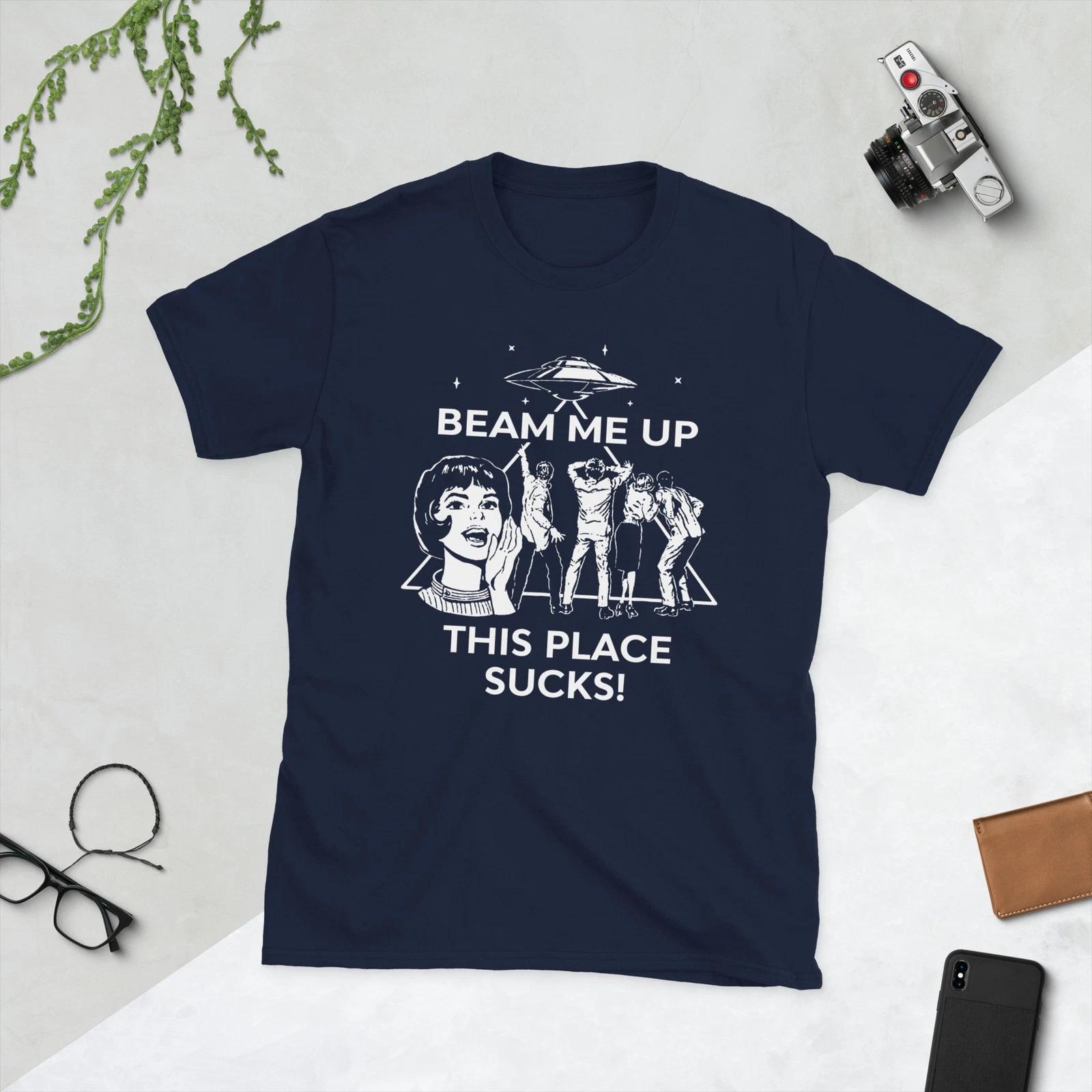 Robin Beam Me This Place Sucks/Funny Sci-fi Alien TV Space Humor Unisex T-Shirt XL