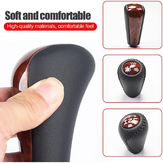 Center Gearbox Shift Knob Head Suitable for 2003-2009 Lexus GX470 | Leather + Peach Wood Grain Shift Lever Interior Upgrade Modification Accessories