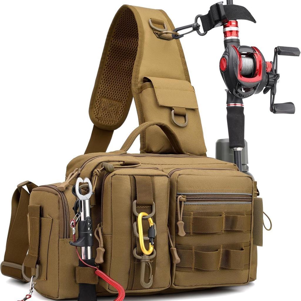 In-stock new multifunctional fishing bag for men, suitable for travel and outdoor sports, single-shoulder crossbody fishing gear