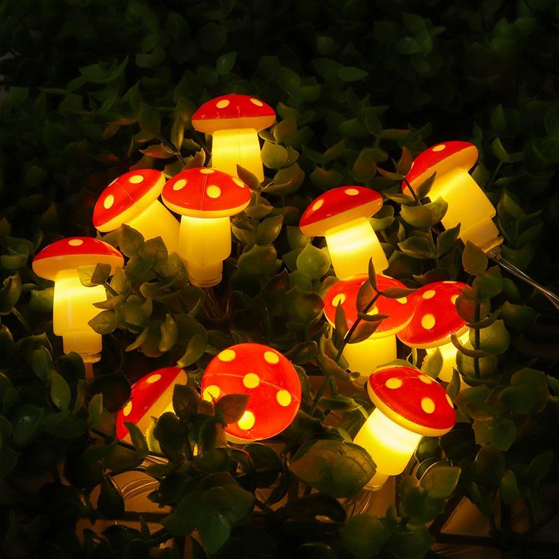 10LED LED Garland 150CM Fairy Lights Home Party Decoration Mushroom Waterproof Warm White Battery Powered String Lights