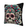 Aztec Skull With Plume Square Pillowcase Pillow Cover Cushion Decor Comfort Throw Pillow for Home Sofa