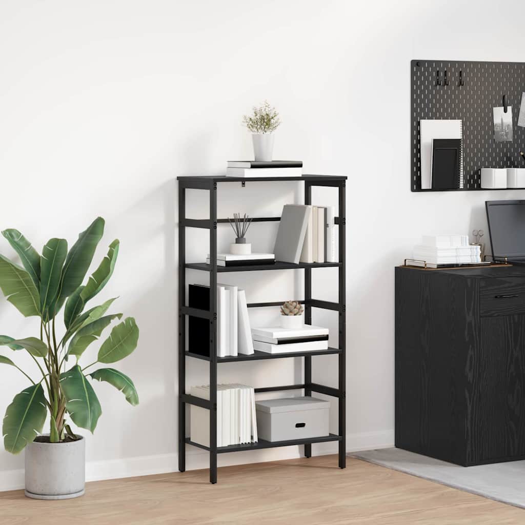 Bookshelf Black Oak Effect 60 X 29.5 X 115 Cm