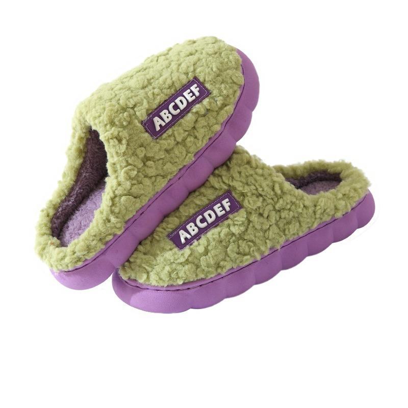 Thick-soled fluffy slippers autumn and winter shoes home couple indoor warm non-slip cotton slippers