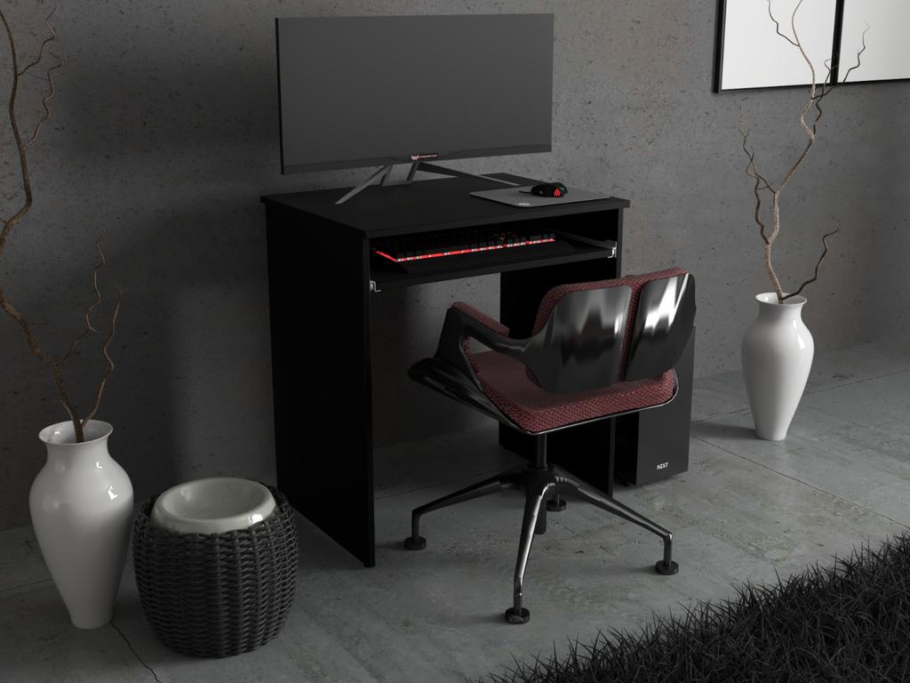 Small Black Computer Desk 68 Cm 1 Shelf Gaming Furniture School
