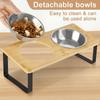 Wooden Pet Bowl Stand Ironwood Combined Double Bowl Cat and Dog Food Bowl Rack Heightened Cervical Protection Feeding Device
