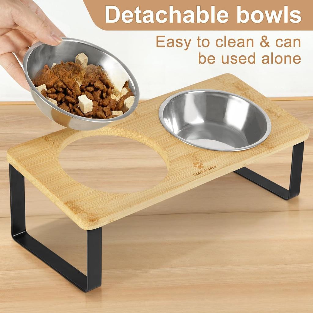 Wooden Pet Bowl Stand Ironwood Combined Double Bowl Cat and Dog Food Bowl Rack Heightened Cervical Protection Feeding Device