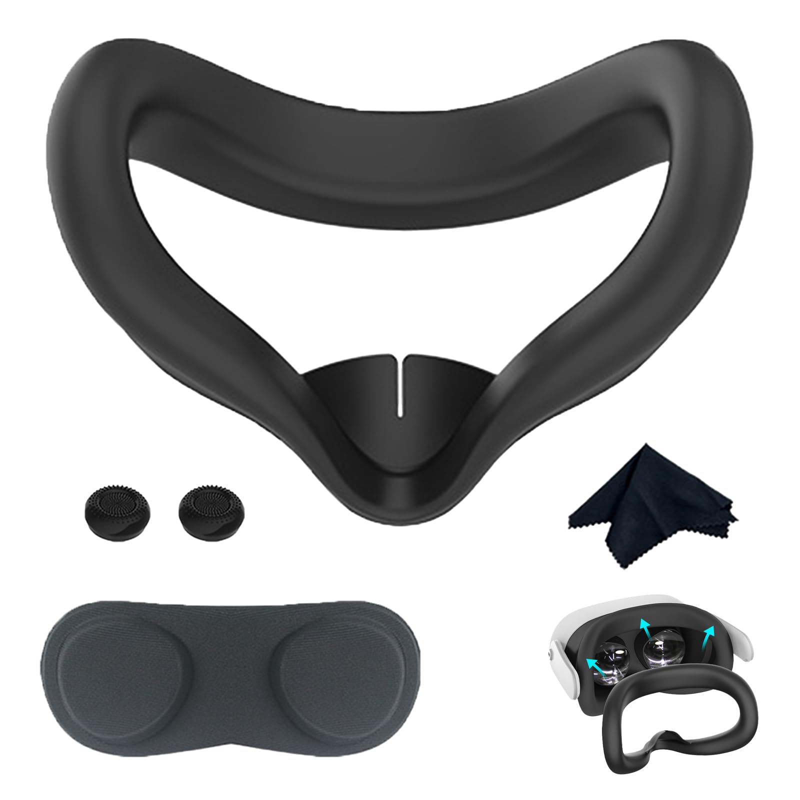 

TokTech Face Cover for Quest Face Cushion Cover for Meta Quest Silicone Face Cover for QUEST Accessory for Meta Quest Light Leak Stain Sweat Soft