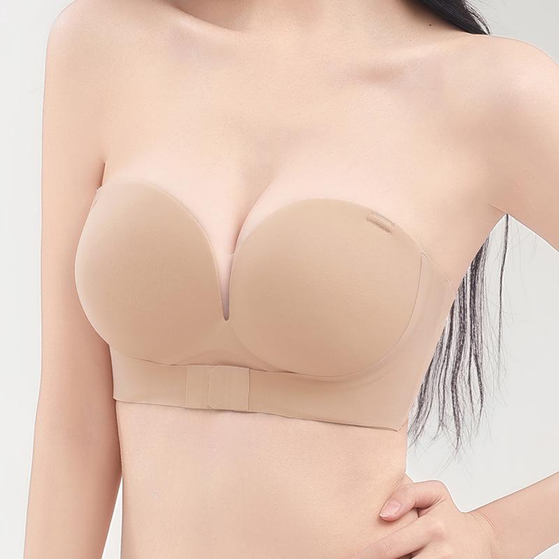 Front-Buckle Seamless Bra: Strapless, Anti-Slip, Anti-Sag, Invisible Lingerie for Small Busts