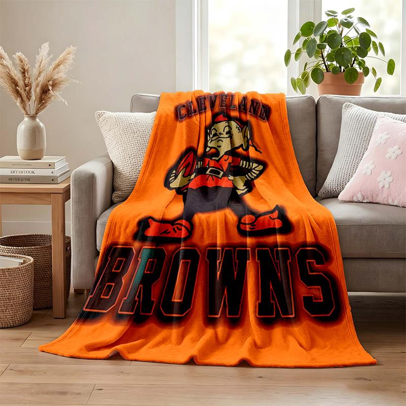 Cleveland Browns blanket Flannel Blanket Soft Cozy Plush Throw for Sofa Bed Lightweight Home Decoration