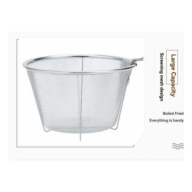 AD23-Folding Fry Basket Mesh Container 7 Inch Foldable Deep Fryer Basket With Handle For Frying And Food Presentation