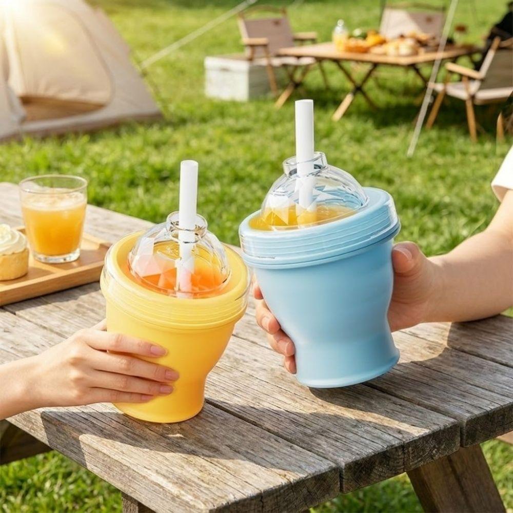 Collapsible 2-in-1 Ice Mold Cup Leak-proof Ice Sphere Making Cup Household Use