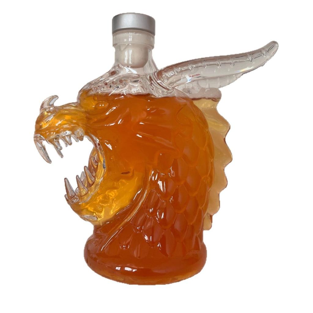 Caraffa artistica in vetro a forma di drago per whiskey, Bottiglia trasparente per liquori con intaglio dettagliato, Perfetta per l'esposizione in bar e a casa