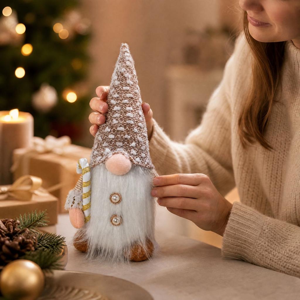 Glowing Christmas Faceless Doll Figurine for Holiday Tabletop Decor Display