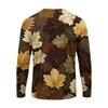 T-shirt da uomo a maniche lunghe con stampa di foglie d'acero, top casual leggero girocollo per autunno e inverno