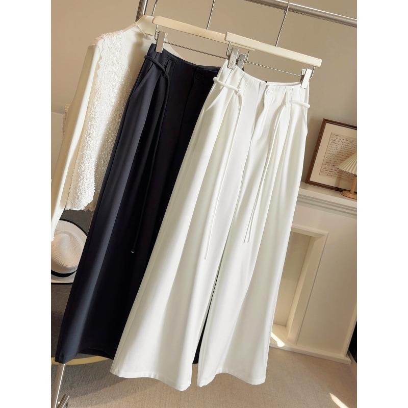 Premium casual wide-leg suit pants women's spring and autumn new Korean version of high-waisted simple pear-shaped vertical straight floor pants