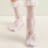 2 Pairs Lace Mid Tube Socks For Women's Lolita Retro Women's Jacquard Princess Sock White Breathable Anti Hook Silk Girls' Socks