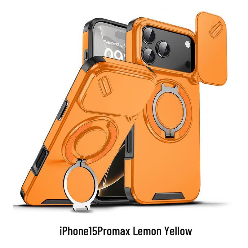 CAXITON Magnetic Ring Holder Case with Sliding Camera Cover for iPhone 15 Pro Max