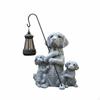 Dog Statue with Solar Light Weather Resistant Lantern Outdoor Decoration for