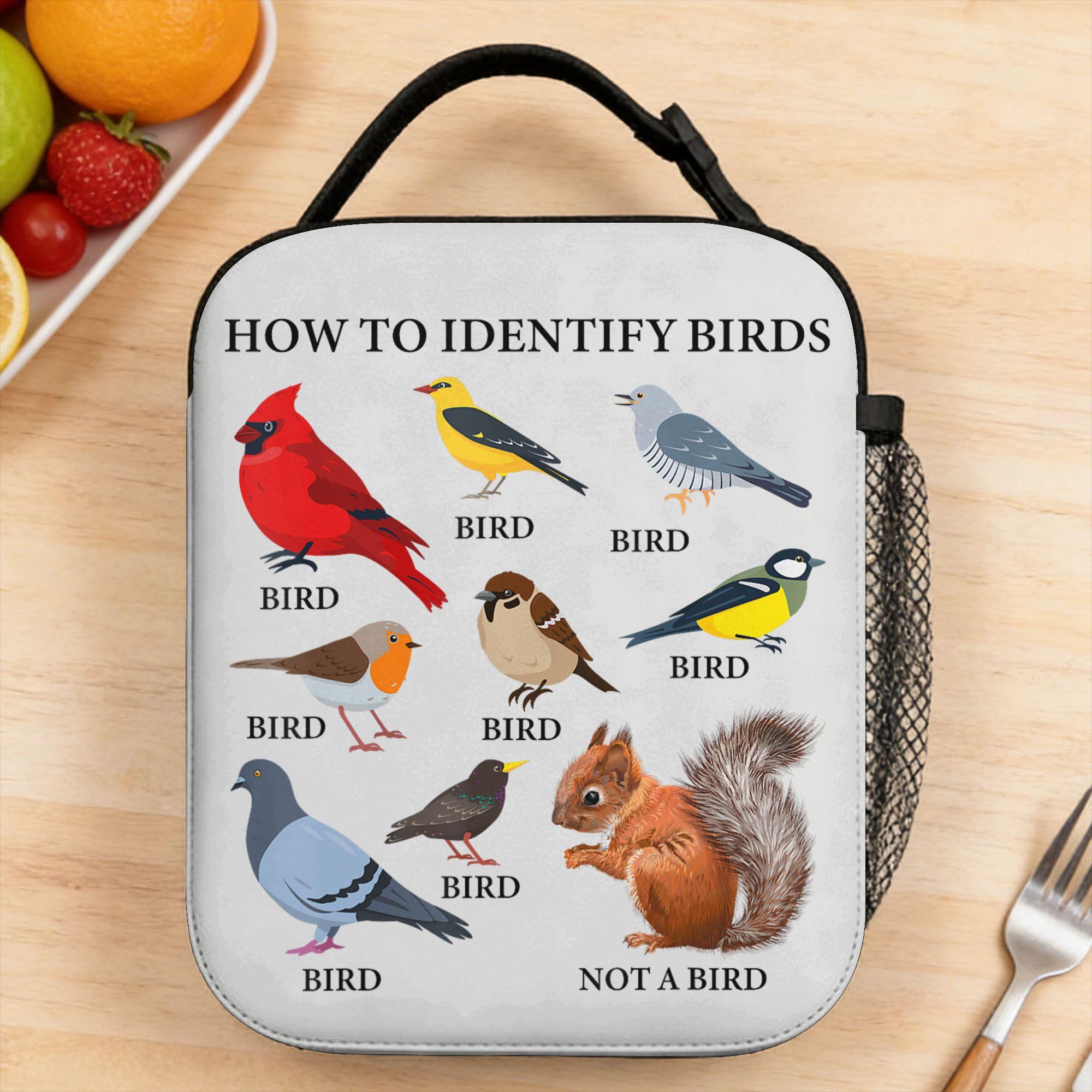How to Identify Birds Birds Identification Birdwatcher Lunch Bag Kawaii Office Lunch Box Custom Portable Tote Food Bags One Size