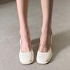 Sandalen Damen Sommer Neu Dicke Absätze Lackleder Mary Janes Partyschuhe Schnalle hinten Bequem und Elegant Damenschuhe
