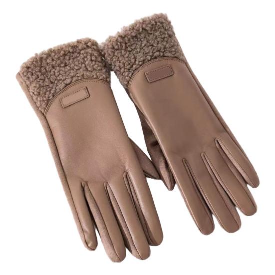 2 Stück Damen Kunstlederhandschuhe Wasserdicht Winddicht Touchscreen Outdoor Fahrradhandschuhe Winter Kaltes Wetter Warm Dick Thermohandschuhe