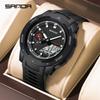SANDA 3360 Men's Electronic Quartz Watch Multifunction Outdoor Sports Dual Movement TPU Strap 50M Waterproof Male Wristwatch