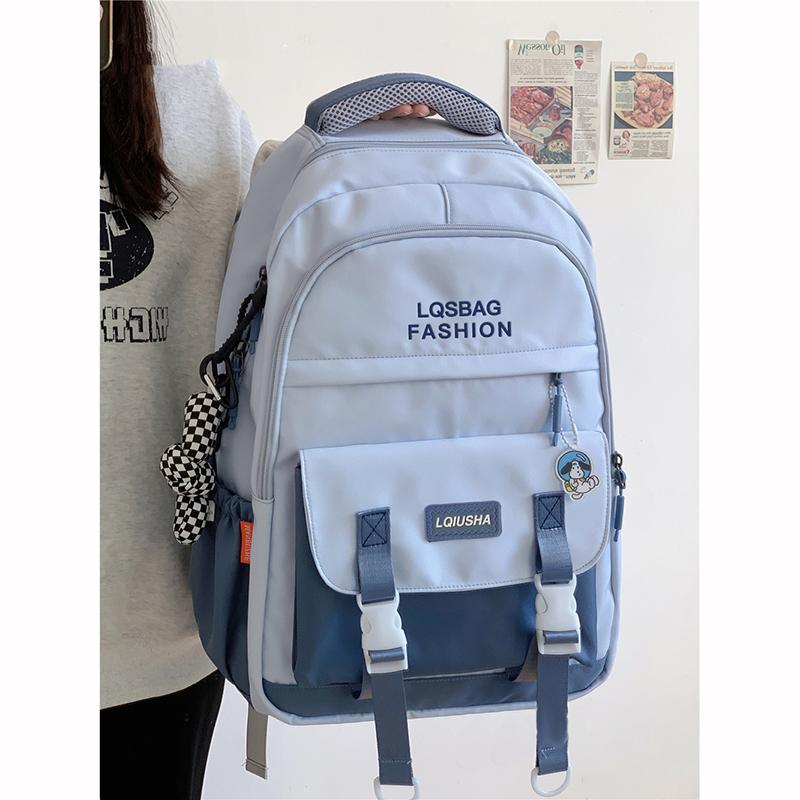 

Soft Girl Schoolbag Korean Version Simple Letter Backpack Primary Secondary School One Size синий