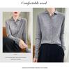 2025 Early Autumn Merino Wool Polo Collar Knit Cardigan, Long Sleeve Solid Color, Loose Fit Versatile Shirt
