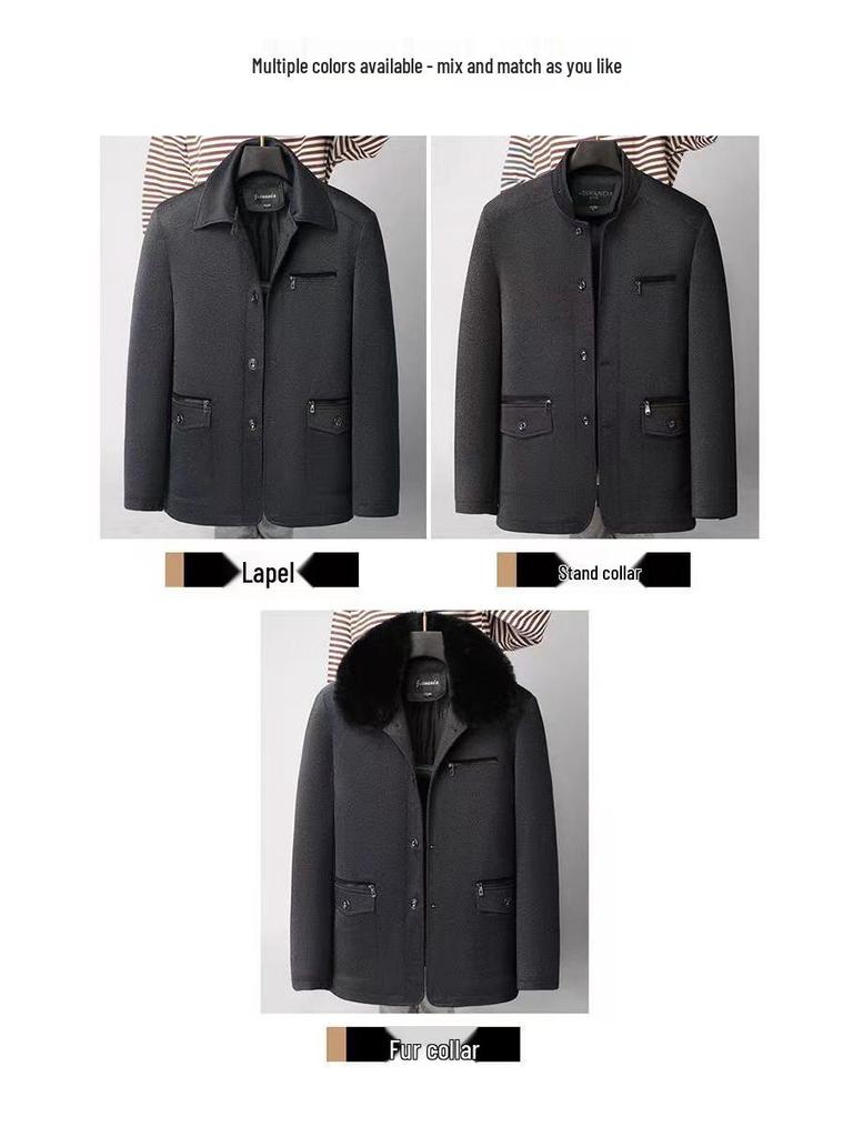 Men's Autumn/Winter Cotton-Padded Casual Jacket for Ages 50-70