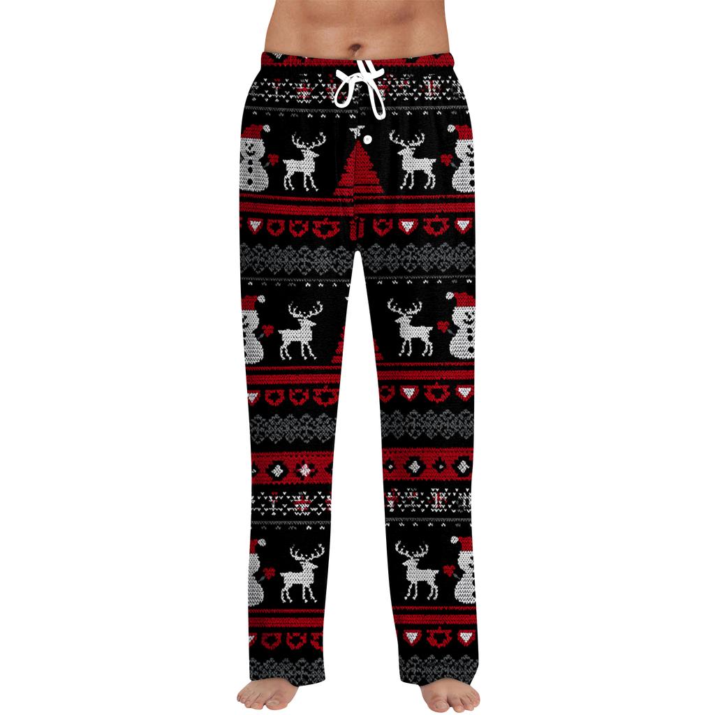 Men's Christmas Print Drawstring Pants Casual Pajama Pants
