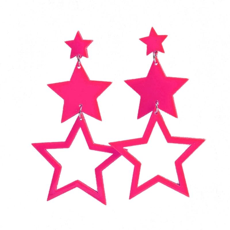 

Женские серьги со звездами неонового цвета, висячие серьги с полыми звездами, серьги-капли с блестками и звездами, ювелирные изделия, подарок на День Святого Валентина