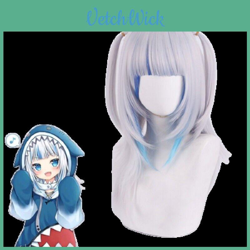 Parrucca Cosplay Hololive Gawr Gura Morbida E Resistente Al Calore Fibra di Seta Sintetica Per Halloween Carnevale E Altro