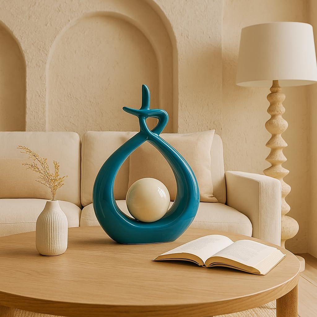 Beautiful Ceramic Spiral Design Statue for Home Decoration (Pack of 1, Sky)