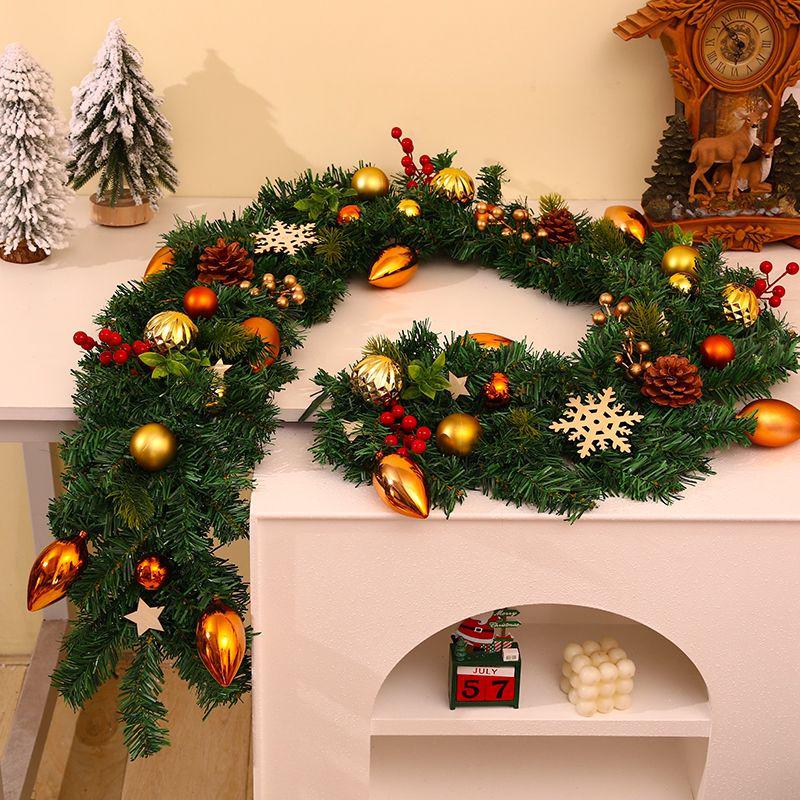 2025 Christmas Encrypted Rattan Wreath Hanging Ornaments for Door & Wall with Snow Scene Decor