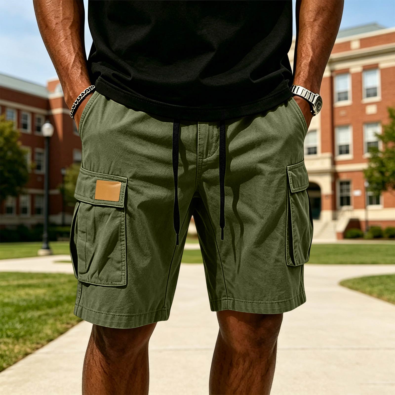 Men s Summer Outdoor Cargo Shorts Multi Pocket Hiking Casual Work Shorts Lightweight Breathable Fabric Drawstring Waist XL