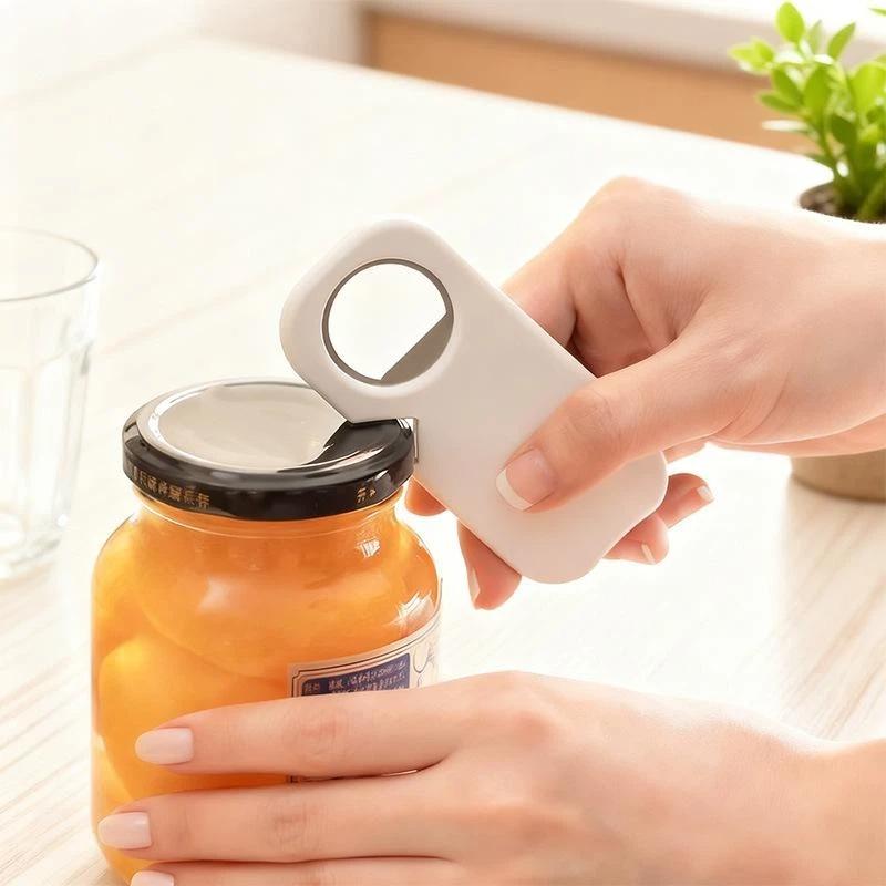 Magnetic Soda Bottle Opener Sticks To Metal Surfaces Opens Everything Compact Lightweight White Kitchen Helper