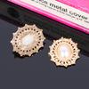 Engood 100Pcs Rhinestone Pearl Oval Buttons Sewing Trim & Embellishment Craft Buckle for DIY Bridal Bouquet Hair Ornaments Decor