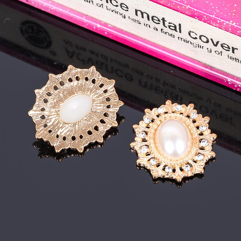 

Engood 100Pcs Rhinestone Pearl Oval Buttons Sewing Trim & Embellishment Craft Buckle for DIY Bridal Bouquet Hair Ornaments Decor золотий