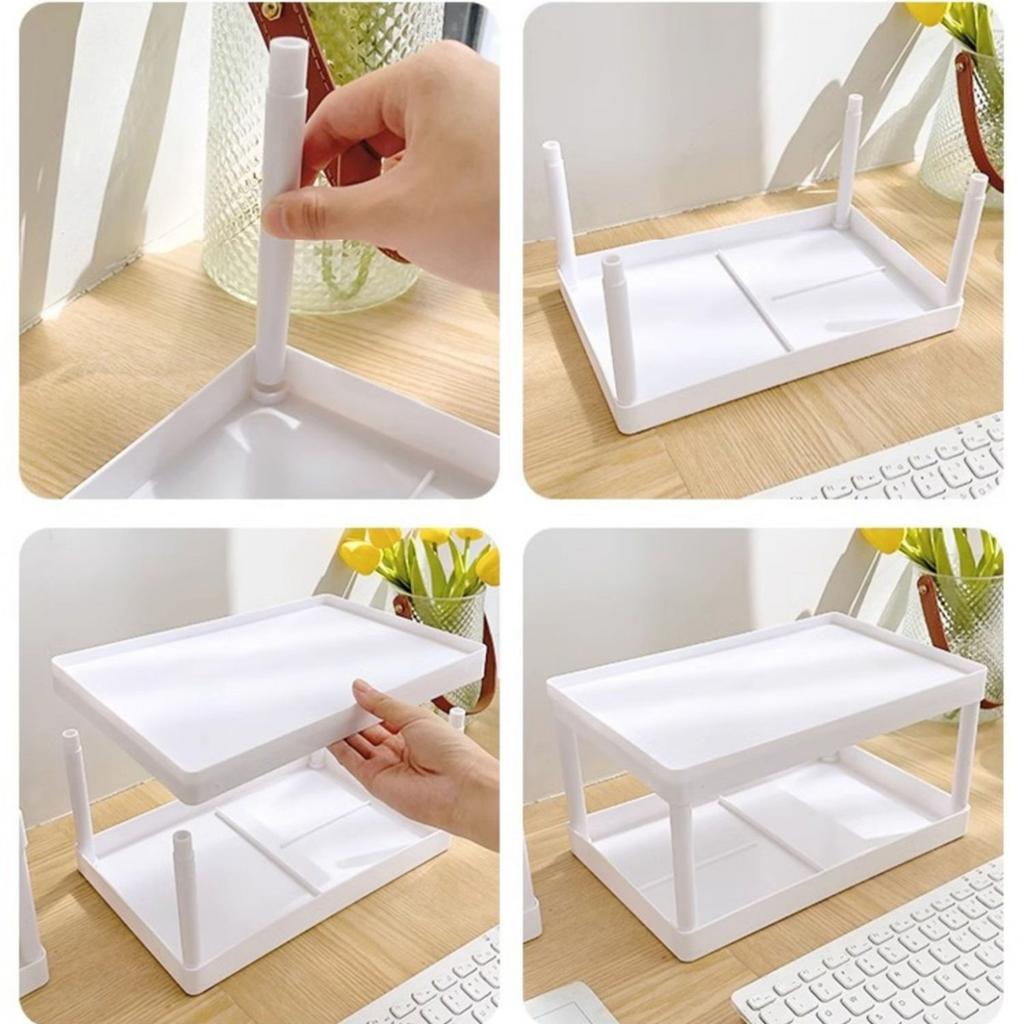 Multifunctional Desktop Cosmetic Storage Rack Office Storage Box Organizer Stationery Sorting Rack Double-layer Storage Rack