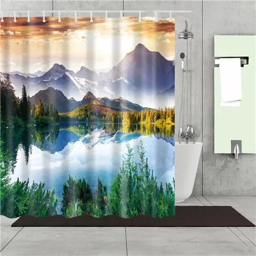 Modern Shower Curtains Bathroom Curtain Scenic City Beach Bath Curtain Frabic Waterproof Polyester With Hooks