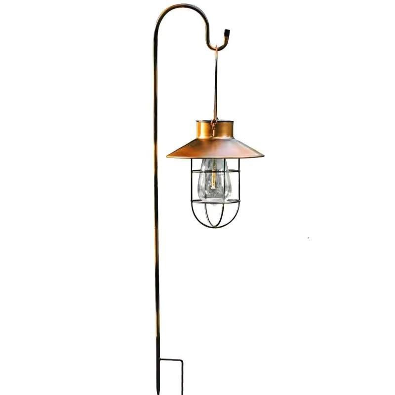 Outdoor Waterproof Retro Wrought Iron Solar Hanging Light for Garden and Camping