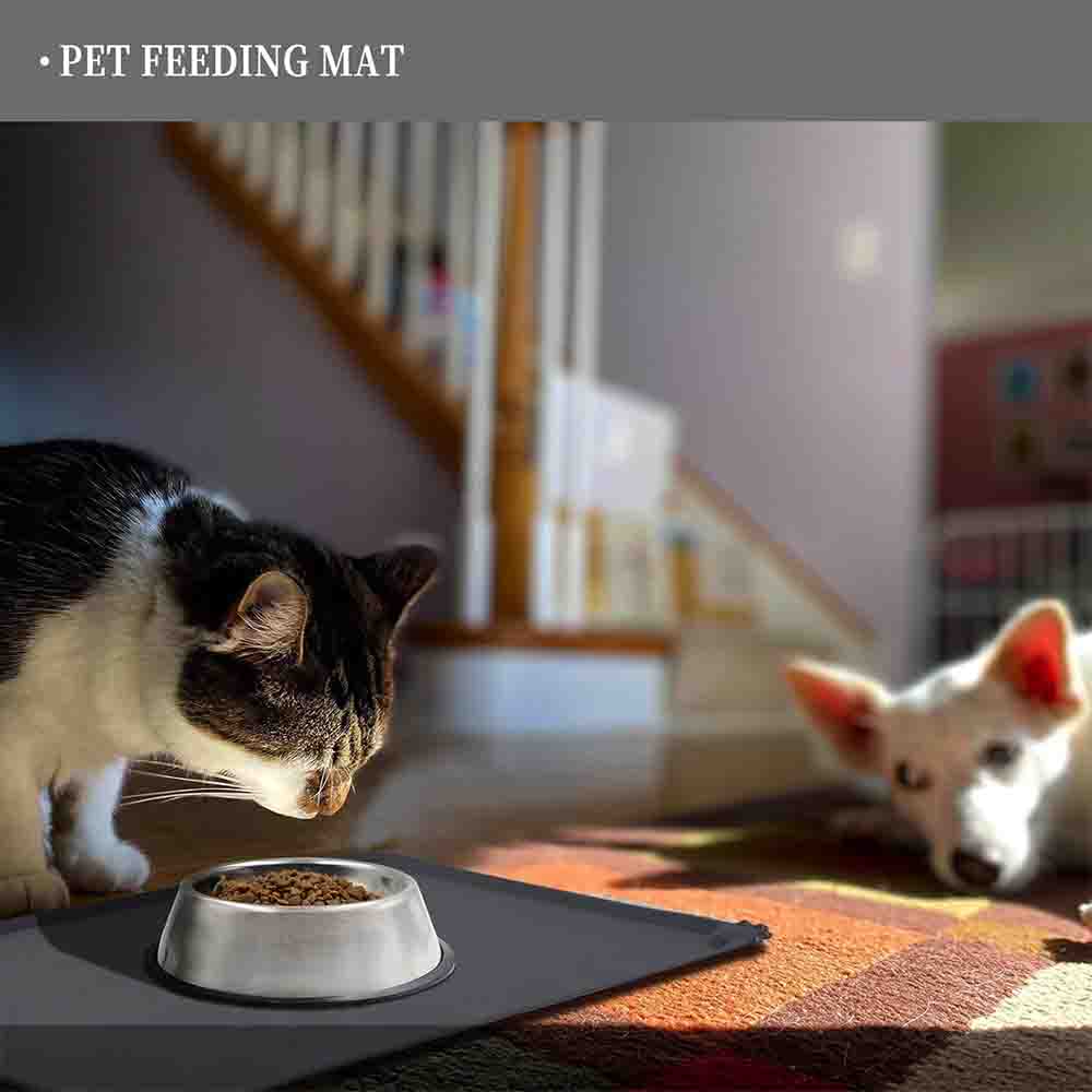 Wasserdichte Futtermatte für Haustiere mit hohen, erhöhten Rändern Hunde Katzen Futtermatten für unordentliche Trinker zur Vermeidung von Verschüttungen und zum Schutz von Böden